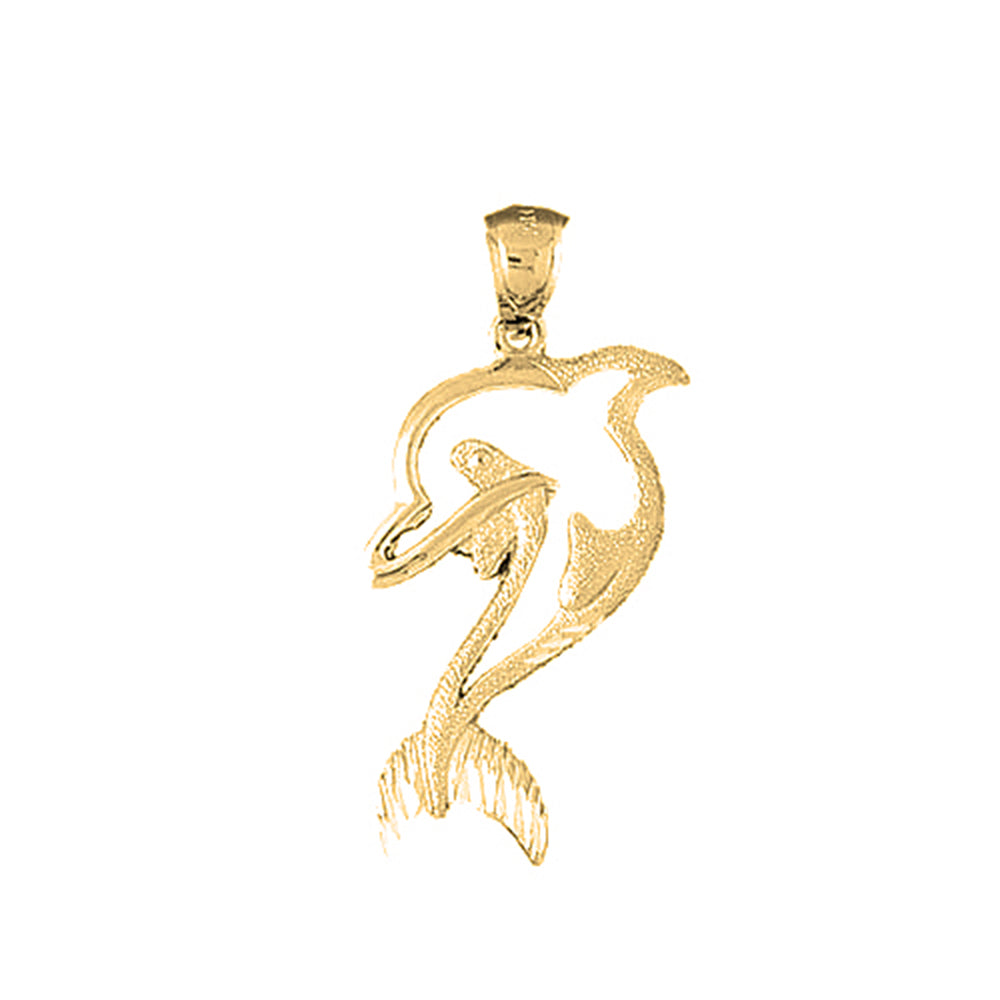 Yellow Gold-plated Silver Dolphin Pendant