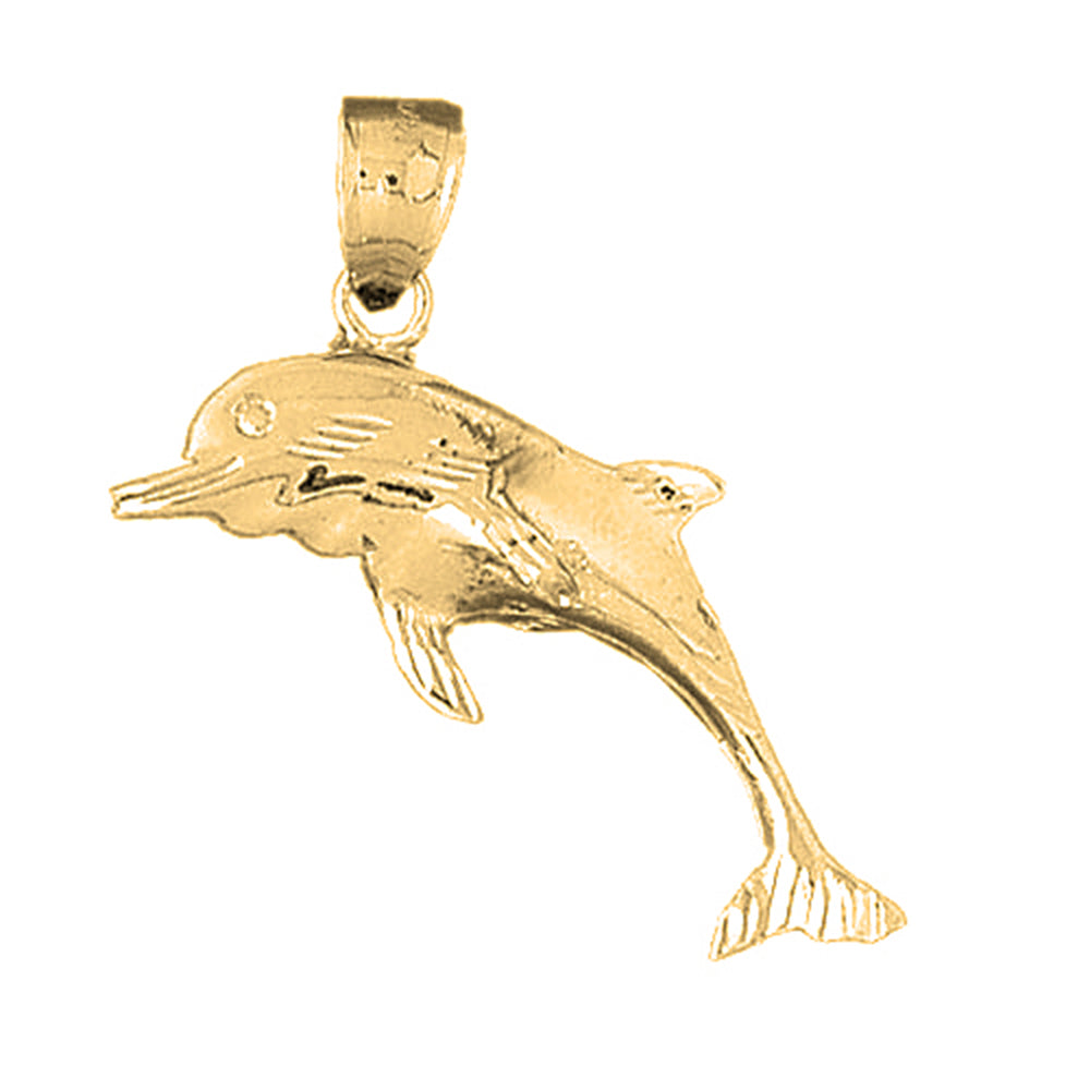 Yellow Gold-plated Silver Dolphin Pendant