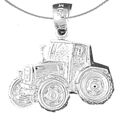 Sterling Silver Tractor Pendant (Rhodium or Yellow Gold-plated)