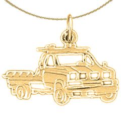 Sterling Silver Truck Pendant (Rhodium or Yellow Gold-plated)