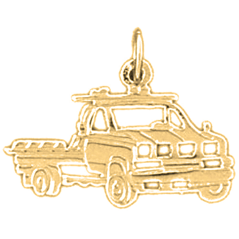 Yellow Gold-plated Silver Truck Pendant