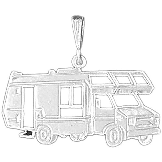 Sterling Silver Rv Recreational Vehicle Pendant