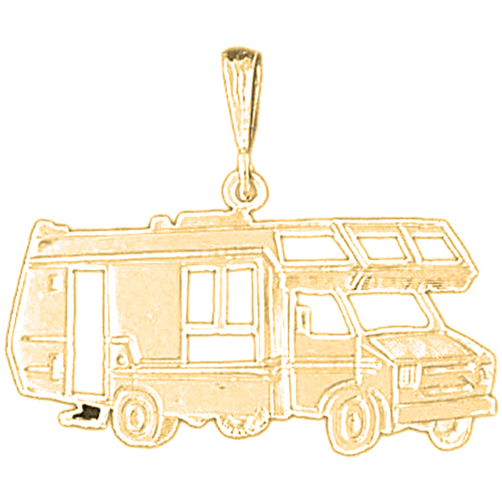 Yellow Gold-plated Silver Rv Recreational Vehicle Pendant