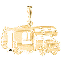 Yellow Gold-plated Silver Rv Recreational Vehicle Pendant