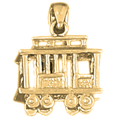 Yellow Gold-plated Silver 3D Trolly Pendant