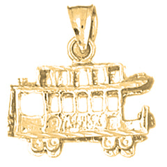 Yellow Gold-plated Silver 3D Trolly Pendant