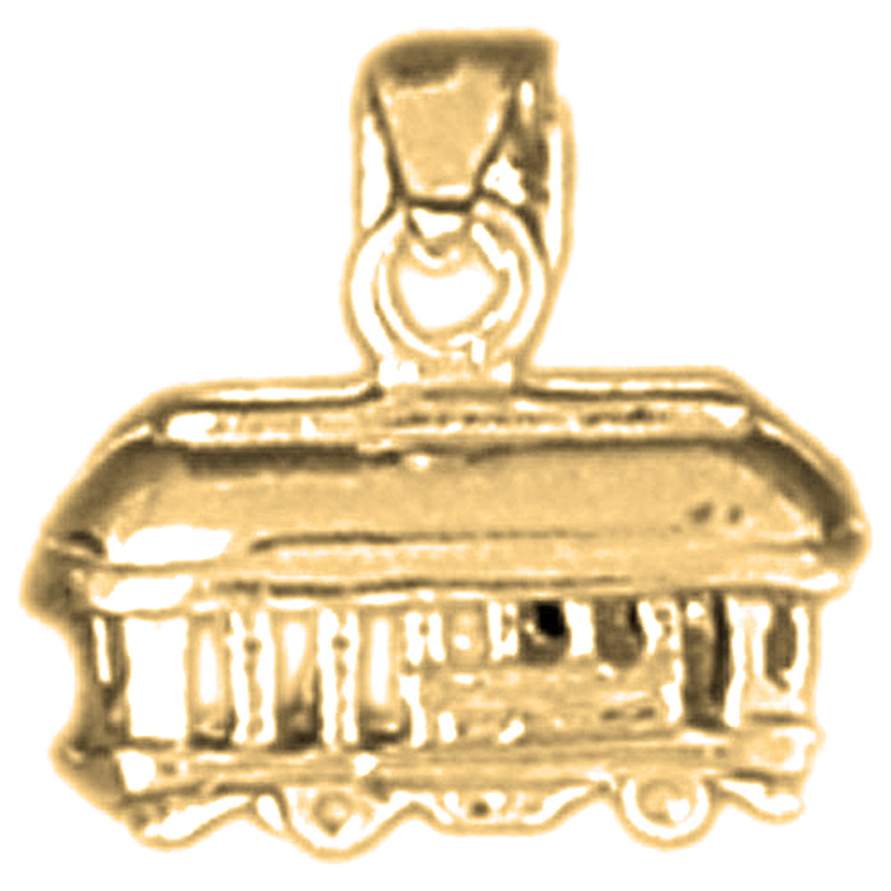 Yellow Gold-plated Silver 3D Trolly Pendant