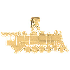 Yellow Gold-plated Silver Train Engine Locomotive Pendant