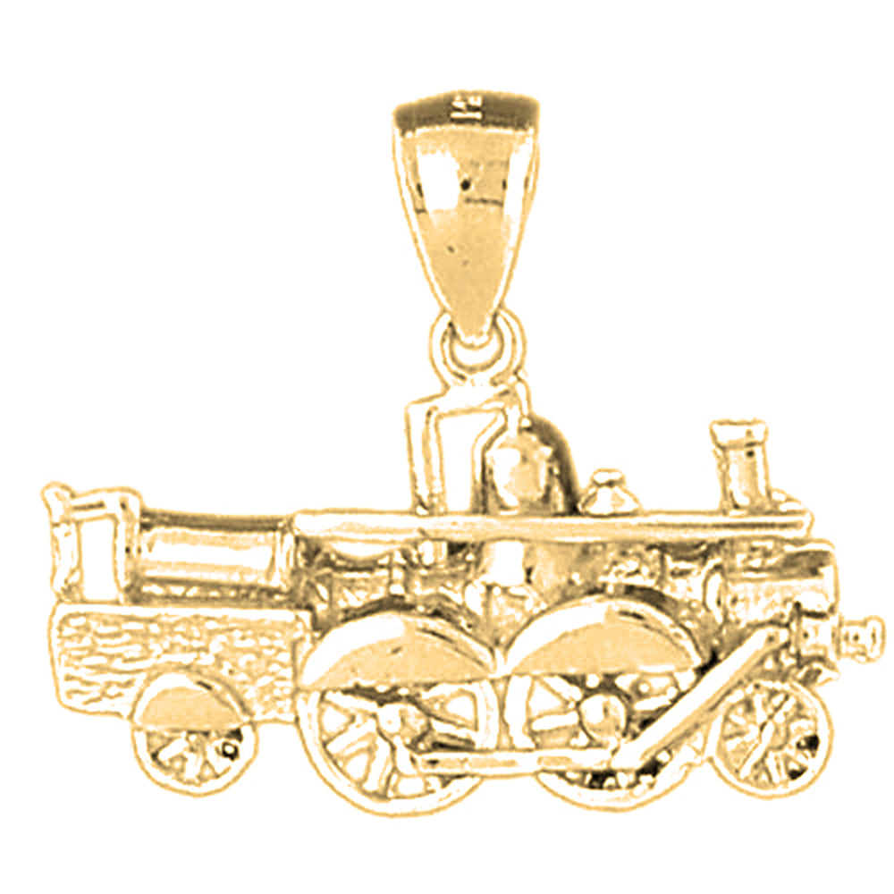 Yellow Gold-plated Silver Train Engine Locomotive Pendant