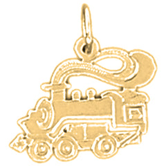 Yellow Gold-plated Silver Train Engine Locomotive Pendant