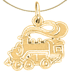 Sterling Silver Train Engine Locomotive Pendant (Rhodium or Yellow Gold-plated)