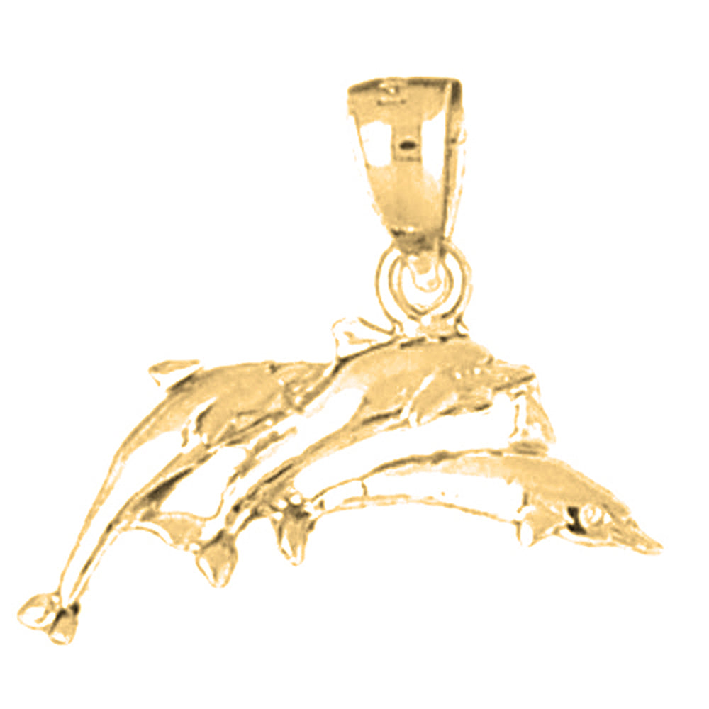 Yellow Gold-plated Silver Dolphin Pendant