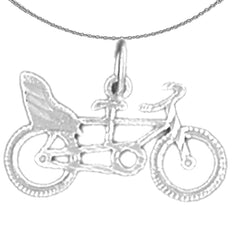 Sterling Silver Bicycle Pendant (Rhodium or Yellow Gold-plated)
