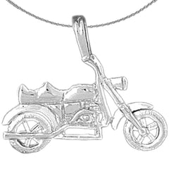 Sterling Silver Motorcycle Pendant (Rhodium or Yellow Gold-plated)