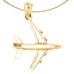 Sterling Silver 3D Airplane Pendants (Rhodium or Yellow Gold-plated)
