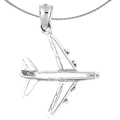 Sterling Silver 3D Airplane Pendants (Rhodium or Yellow Gold-plated)
