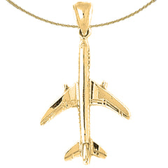 Sterling Silver 3D Airplane Pendants (Rhodium or Yellow Gold-plated)