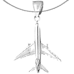 Sterling Silver 3D Airplane Pendants (Rhodium or Yellow Gold-plated)