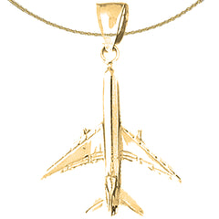 Sterling Silver 3D Airplane Pendants (Rhodium or Yellow Gold-plated)