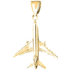 Yellow Gold-plated Silver 3D Airplane Pendants