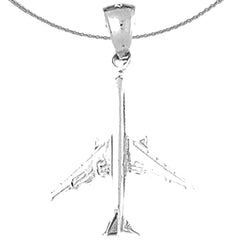 Sterling Silver 3D Airplane Pendants (Rhodium or Yellow Gold-plated)