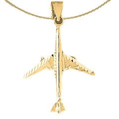 Sterling Silver 3D Airplane Pendants (Rhodium or Yellow Gold-plated)