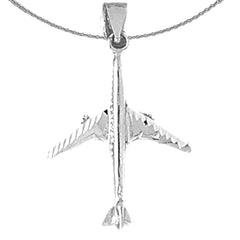 Sterling Silver 3D Airplane Pendants (Rhodium or Yellow Gold-plated)