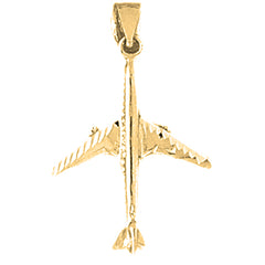 Yellow Gold-plated Silver 3D Airplane Pendants