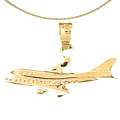 Sterling Silver Airplane Pendants (Rhodium or Yellow Gold-plated)