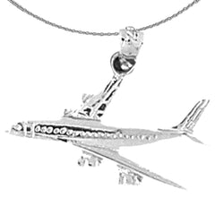 Sterling Silver Airplane Pendants (Rhodium or Yellow Gold-plated)