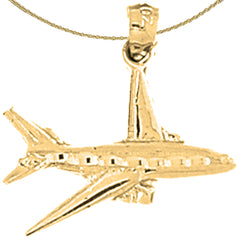 Sterling Silver Airplane Pendants (Rhodium or Yellow Gold-plated)
