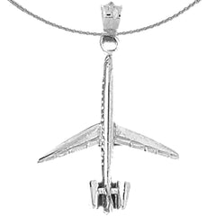 Sterling Silver 3D Airplane Pendants (Rhodium or Yellow Gold-plated)