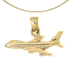 Sterling Silver Airplane Pendants (Rhodium or Yellow Gold-plated)