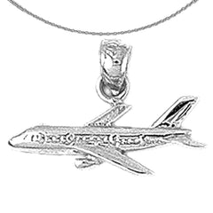 Sterling Silver Airplane Pendants (Rhodium or Yellow Gold-plated)