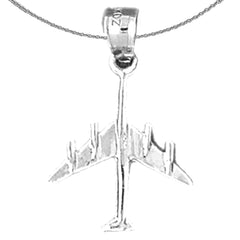 Sterling Silver Airplane Pendants (Rhodium or Yellow Gold-plated)