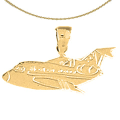 Sterling Silver Airplane Pendants (Rhodium or Yellow Gold-plated)