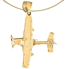 Sterling Silver 3D Airplane Pendants (Rhodium or Yellow Gold-plated)