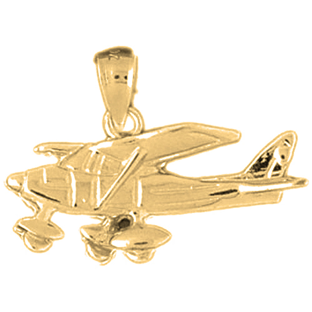 Yellow Gold-plated Silver Airplane Pendants