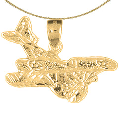 Sterling Silver Airplane Pendants (Rhodium or Yellow Gold-plated)