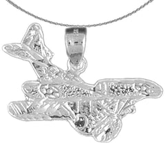 Sterling Silver Airplane Pendants (Rhodium or Yellow Gold-plated)
