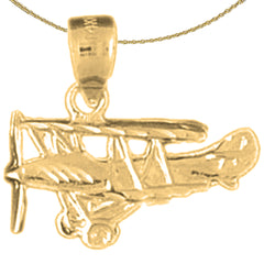 Sterling Silver Airplane Pendants (Rhodium or Yellow Gold-plated)