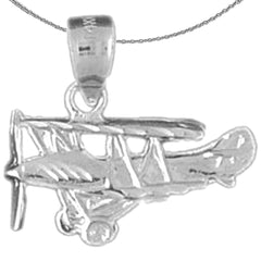 Sterling Silver Airplane Pendants (Rhodium or Yellow Gold-plated)