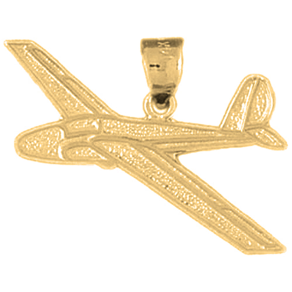 Yellow Gold-plated Silver Airplane Pendants