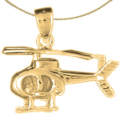 Sterling Silver Helicopter Pendant (Rhodium or Yellow Gold-plated)