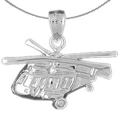Sterling Silver Helicopter Pendant (Rhodium or Yellow Gold-plated)