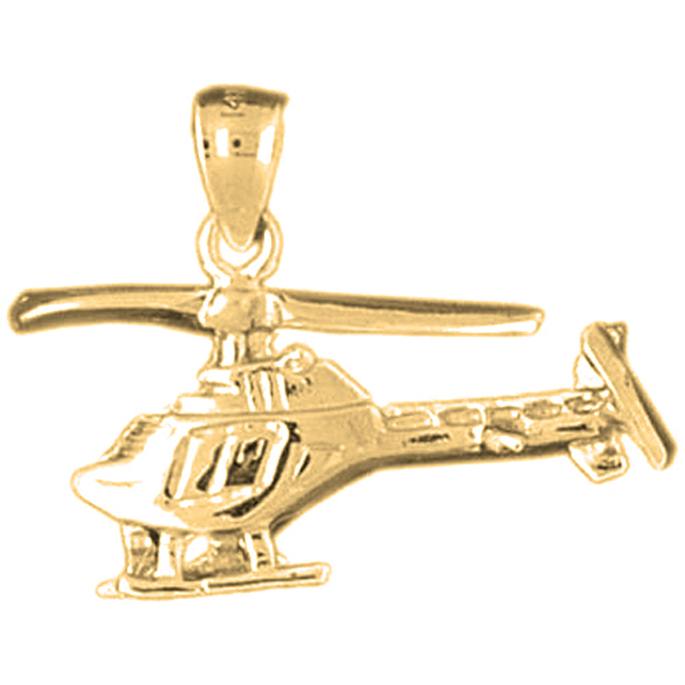 Yellow Gold-plated Silver Helicopter Pendant