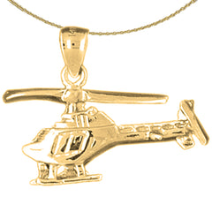 Sterling Silver Helicopter Pendant (Rhodium or Yellow Gold-plated)