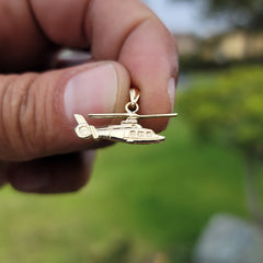 Sterling Silver Helicopter Pendant (Rhodium or Yellow Gold-plated)