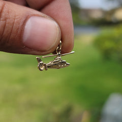 Sterling Silver Helicopter Pendant (Rhodium or Yellow Gold-plated)