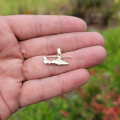 Sterling Silver Helicopter Pendant (Rhodium or Yellow Gold-plated)
